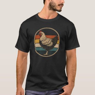 T-shirt Cercle de silhouette de poulet de ferme rétro vint