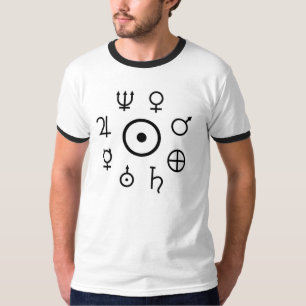 T-shirt Cercle de symboles de planètes autour de Sun (san