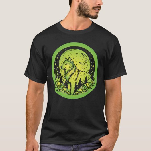 T-shirt cercle lunaire de loup (Devant)