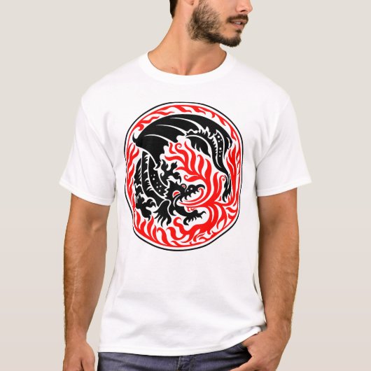 T-shirt Cercle - Noir avec feu rouge (Devant)