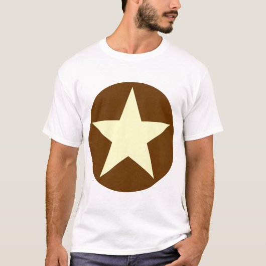 T-shirt Cerclé Star - Crème avec Brown (Devant)