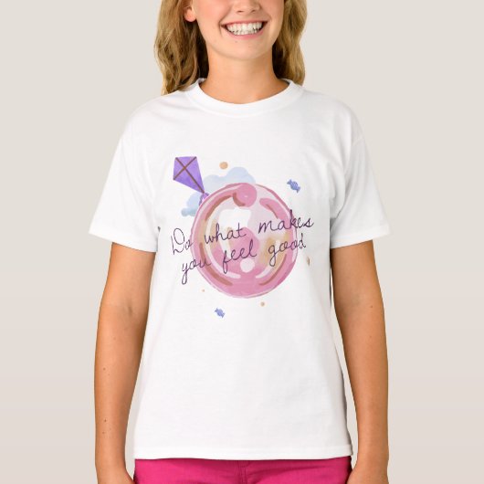 T-shirt Cercles Abstraits Quote Aquarelle rose (Devant)