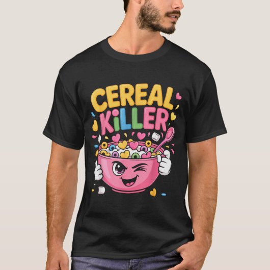 T-shirt Cereal Killer Cartoon Bowl Funny Breakfast (Devant)