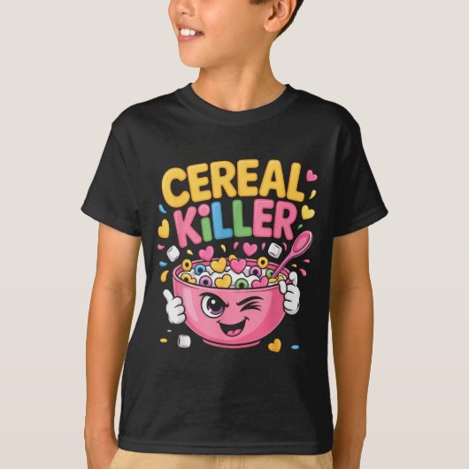 T-shirt Cereal Killer Cartoon Bowl Funny Breakfast (Devant)