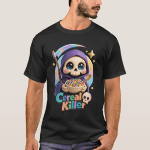 T-shirt Céréales Killer Grim Reaper Squelette Manger Color