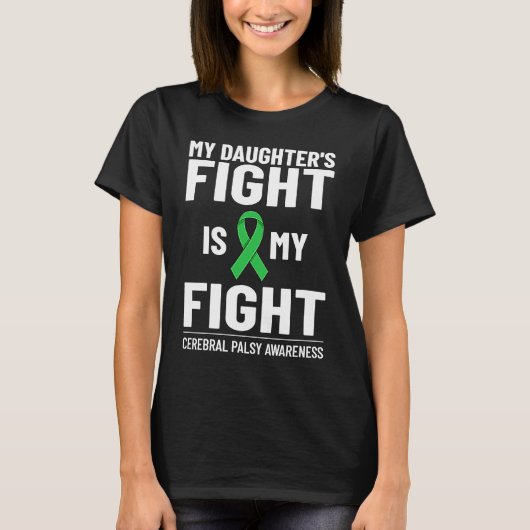 T-shirt Cerebral Palsy Green Ribbon Brain Damage Awareness (Devant)