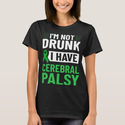 T-shirt Cerebral Palsy Green Ribbon Brain Damage Awareness (Devant)