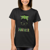 T-shirt Cérébral Palsy Warrior Messy Bun Green Ribbon Leop (Devant)