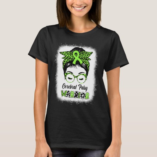 T-shirt Cerebral Palsy Warrior Messy Bun Women Mom Wife Cp (Devant)
