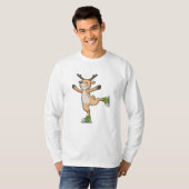 T-shirt Cerf au patinage sur glace avec patins sur glace (Devant entier)