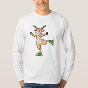 T-shirt Cerf au patinage sur glace avec patins sur glace