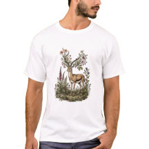 Cerf aux fleurs sauvages 