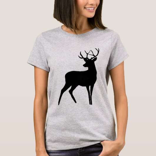 T-shirt Cerf avec Antlers Black Silhouette (Devant)