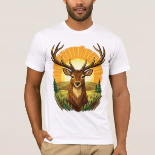 T-shirt Cerf avec bois Cadeau de chasseur de forêt au couc