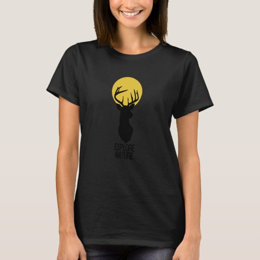 T-shirt Cerf avec la phrase Explorer la nature (Devant)