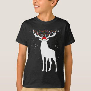 T-shirt Cerf avec le chapeau de Santa Lumières Pajama de N