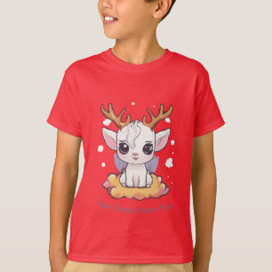 T-shirt Cerf blanc mignon avec Antlers sur un nuage