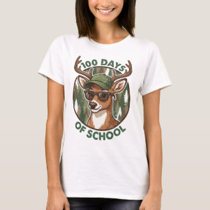 T-shirt Cerf Buck 100e jour d'école Camo Étudiant Enseigna