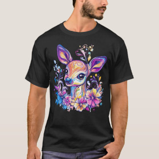 T-shirt Cerf Capricieux Aux Couleurs Vives