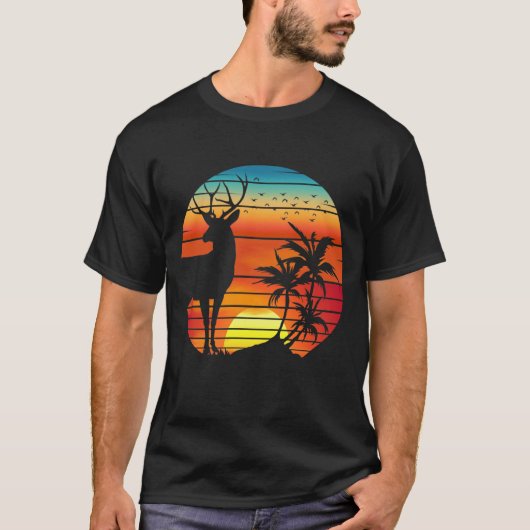 T-SHIRT CERF COUCHER DE SOLEIL  (Devant)