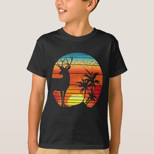 T-SHIRT CERF COUCHER DE SOLEIL (Devant)