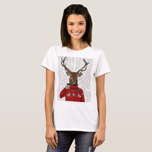 T-shirt Cerf dans Ski Sweater 2 (Devant entier)