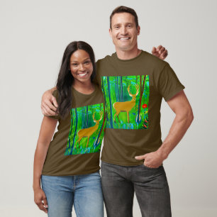 T-shirt Cerf dans un cadre forestier imaginaire 