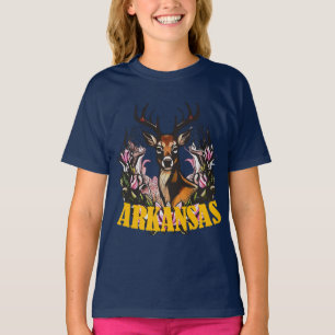 T-shirt Cerf de l'Arkansas avec branche de fleurs de pommi