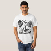 T-shirt Cerf de Madhubani (Devant entier)