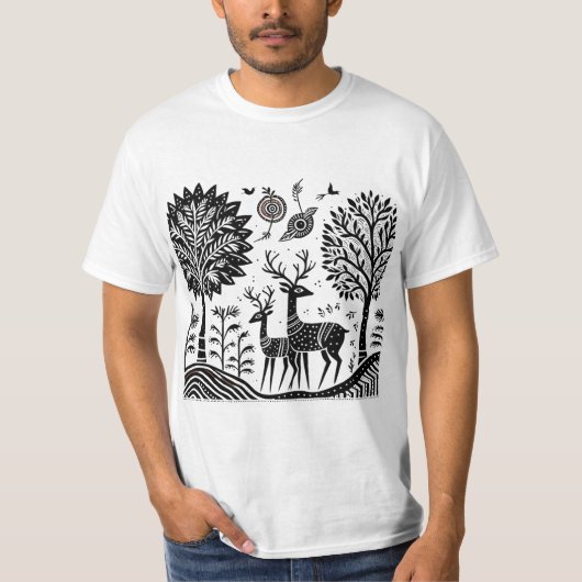T-shirt Cerf de Madhubani (Devant)