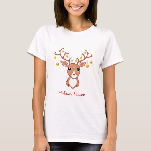 T-shirt Cerf de Noël mignon (Devant)