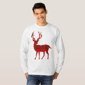 T-shirt Cerf de Noël Tartan rouge (Devant entier)