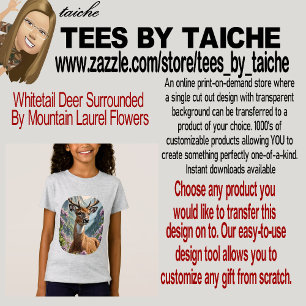 T-Shirt Cerf De Virginie Entouré De La Flore De Laurel De