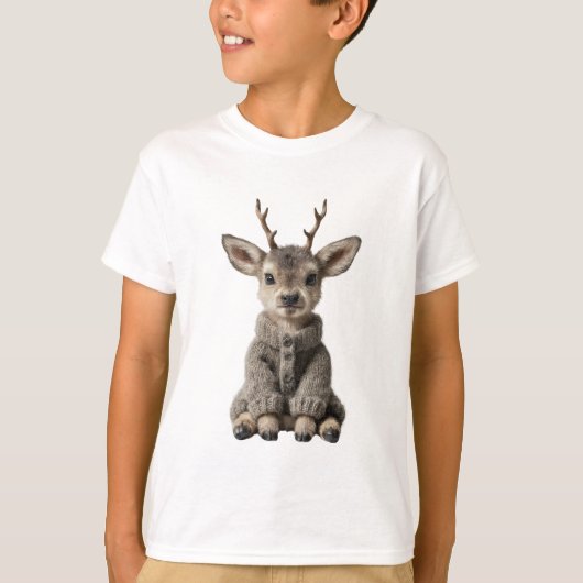 T-shirt Cerf en pull à bois pour enfants (Devant)