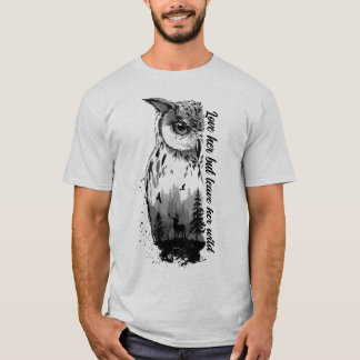 T-shirt Cerf et nature dans l'arrière - plan d'un hibou T-