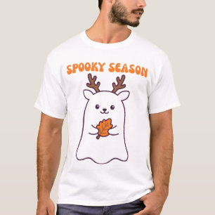 T-shirt Cerf fantôme mignon de la saison effrayante avec f