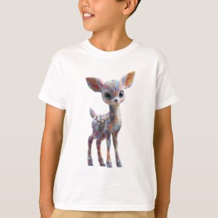 T-shirt Cerf Faon Psychédélique Arc-en-ciel Enfants