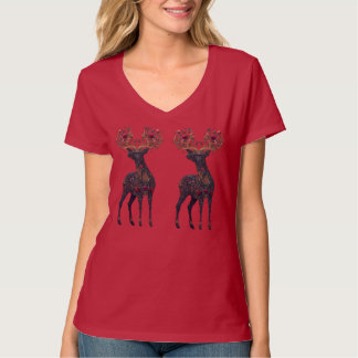 T-shirt Cerf floral cosmique royal
