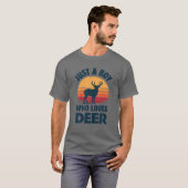 T-shirt Cerf Juste Un Garçon Qui Aime Elk Moose Retro Vint (Devant entier)