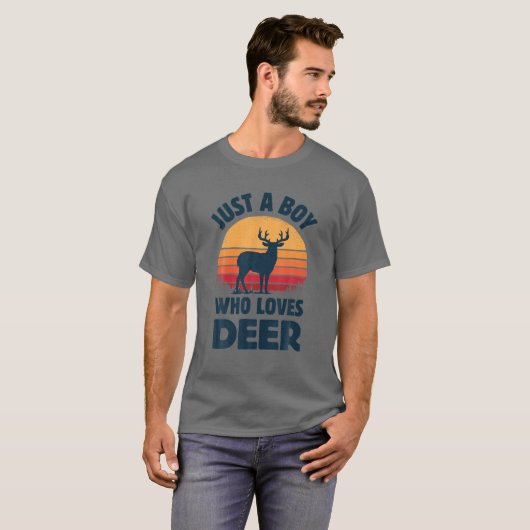 T-shirt Cerf Juste Un Garçon Qui Aime Elk Moose Retro Vint (Devant entier)