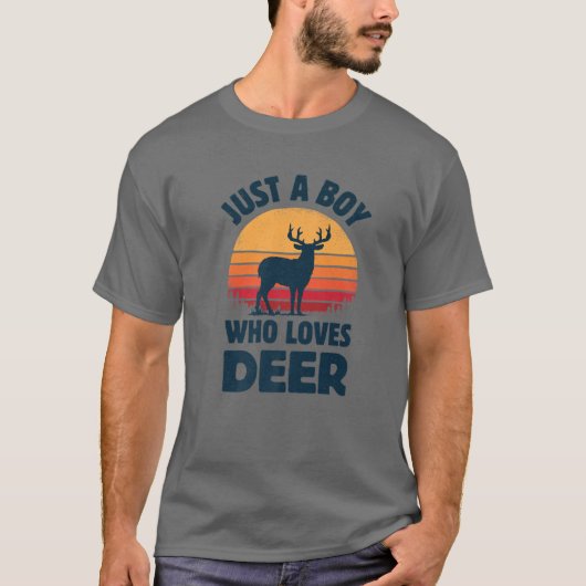 T-shirt Cerf Juste Un Garçon Qui Aime Elk Moose Retro Vint (Devant)