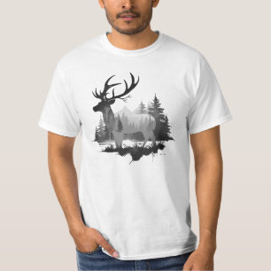T-shirt Cerf sauvage debout dans la forêt