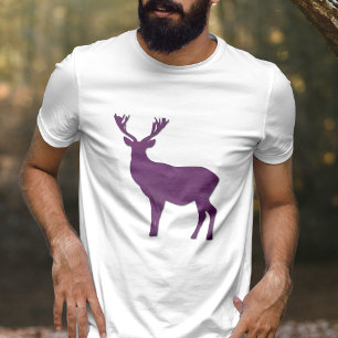 T-shirt Cerf silhouette Pourpre stag Forêt animal Simple