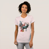 T-shirt Cerf Turquoise en Forêt de Champignons (Devant entier)