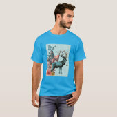 T-shirt Cerf Turquoise en Forêt de Champignons 2 (Devant entier)