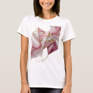 T-SHIRT CERF-VOLANT EMBELLI EFFET MARBRE OR ET ROSE AVEC