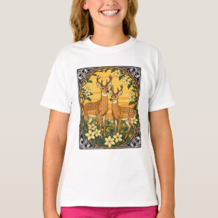 T-shirt Cerfs De Virginie Et Fleurs De Jasmin Jaunes