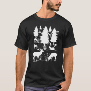 T-shirt Cerfs Sauvages Et Cerfs Dans La Forêt Red Deer Sau