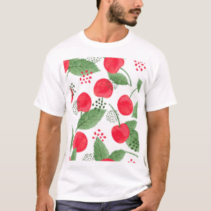 T-shirt Cerise Berries Vintage, Aquarelle Sans Fil.