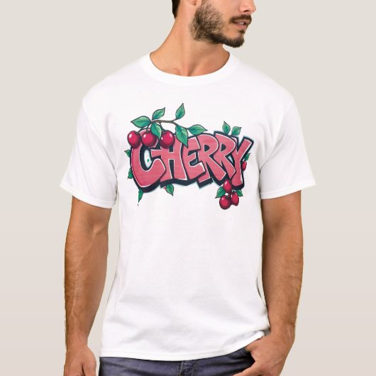 T-shirt cerise, cherrygraffiti, fruit, street art, urban (Devant)